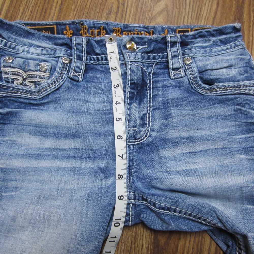 Rock Revival Ysobel Skinny Jeans Womens 27 Light washed Mid Rise Rhinestone Y2K - Picture 12 of 16
